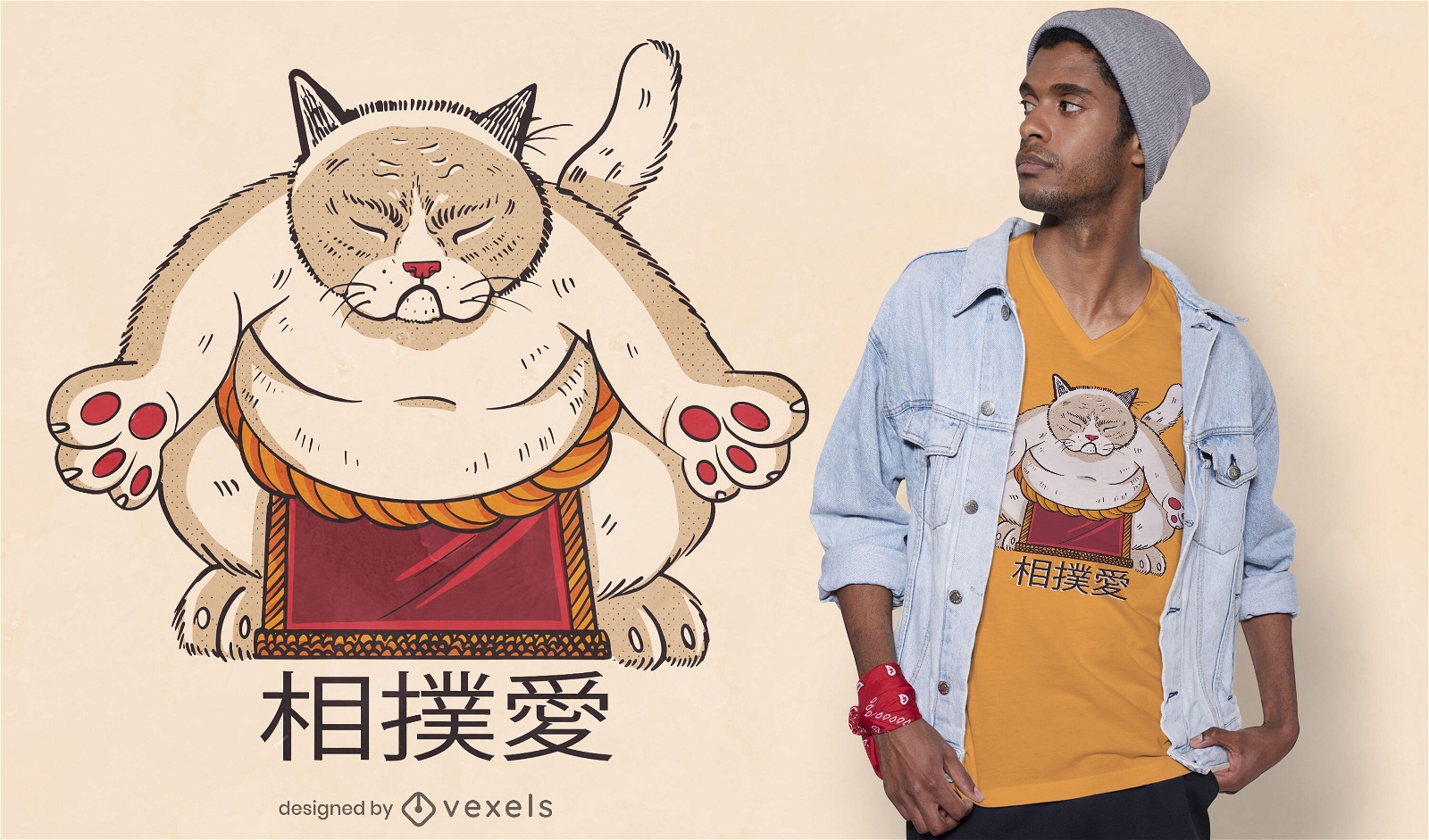 Design de t-shirt de gato sumô