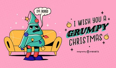 Desenho de ilustração de natal rabugento