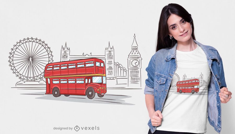 Design de camiseta para ônibus de Londres Design de camiseta para ônibus de Londres