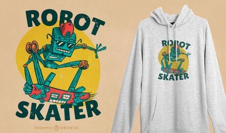 Design de camiseta de patinador robô