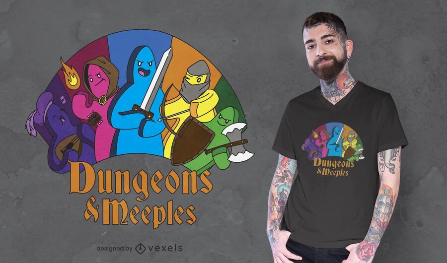 Dungeons and meeples t-shirt design Dungeons and meeples t-shirt design