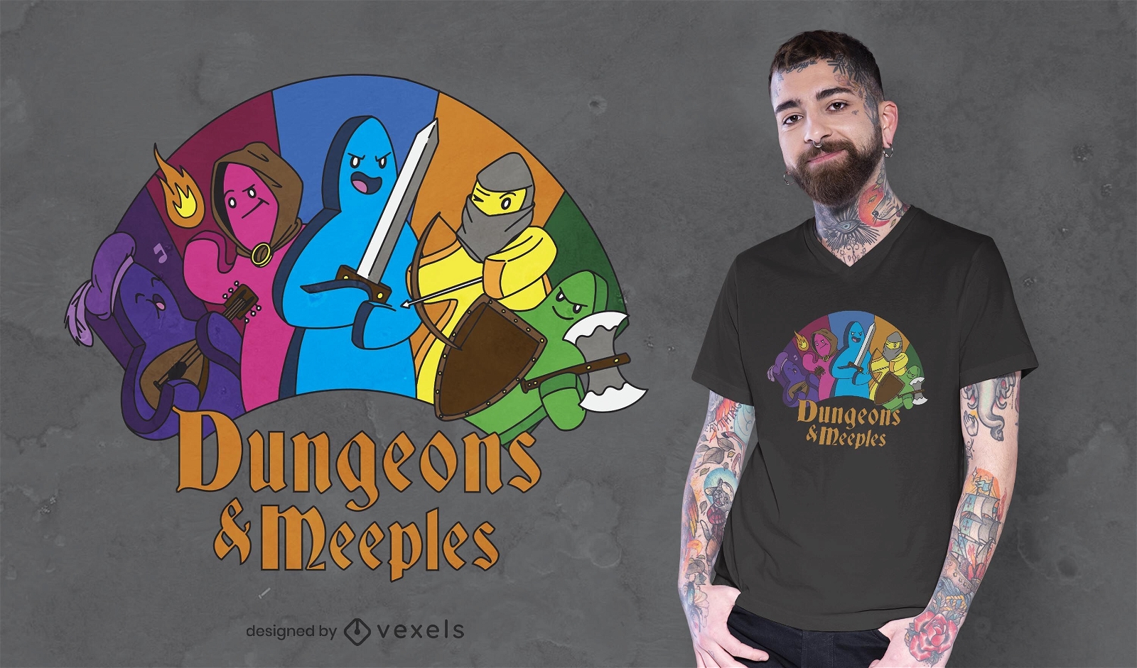 Dungeons and meeples t-shirt design