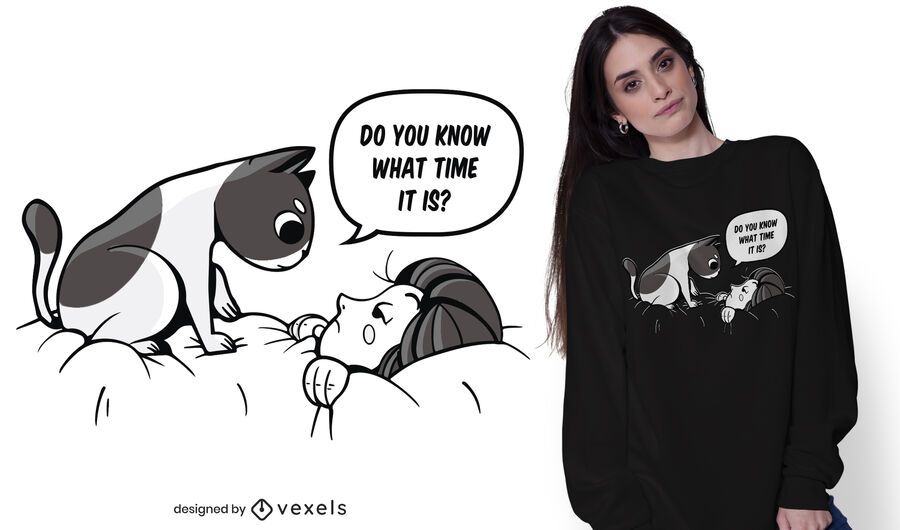 Cat walking up woman t-shirt design Cat walking up woman t-shirt design