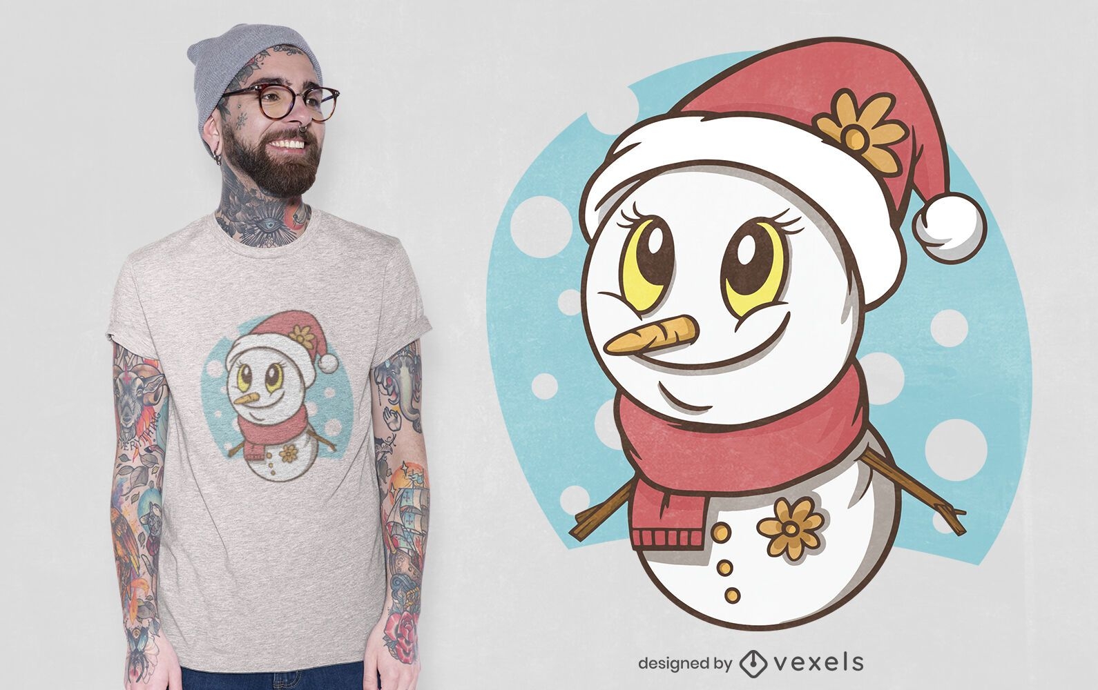 Design fofo de camiseta de boneco de neve