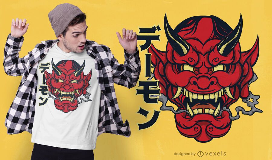 Diseño de camiseta de máscara Hannya Diseño de camiseta de máscara Hannya
