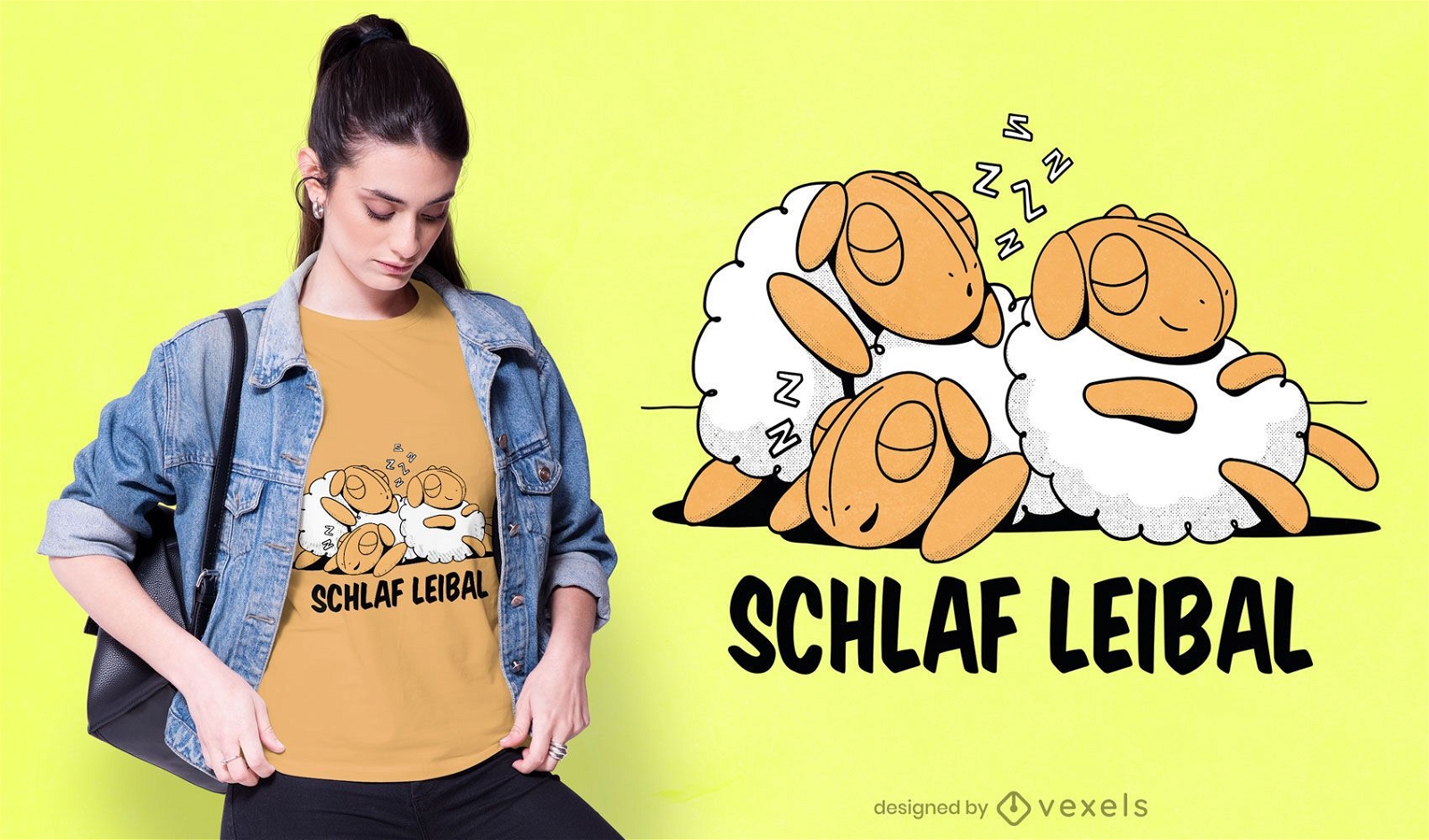 Design de camiseta de ovelha dormindo