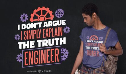 Projeto de camiseta com citação de engenheiro