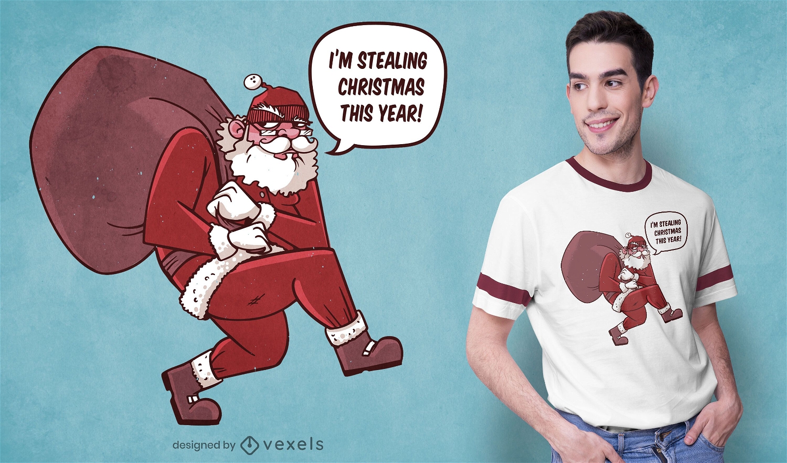 Stealing santa t-shirt design