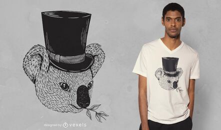 Top hat koala t-shirt design Top hat koala t-shirt design