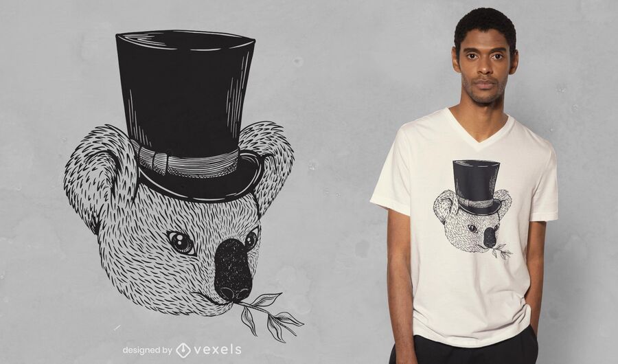 Top hat koala t-shirt design Top hat koala t-shirt design