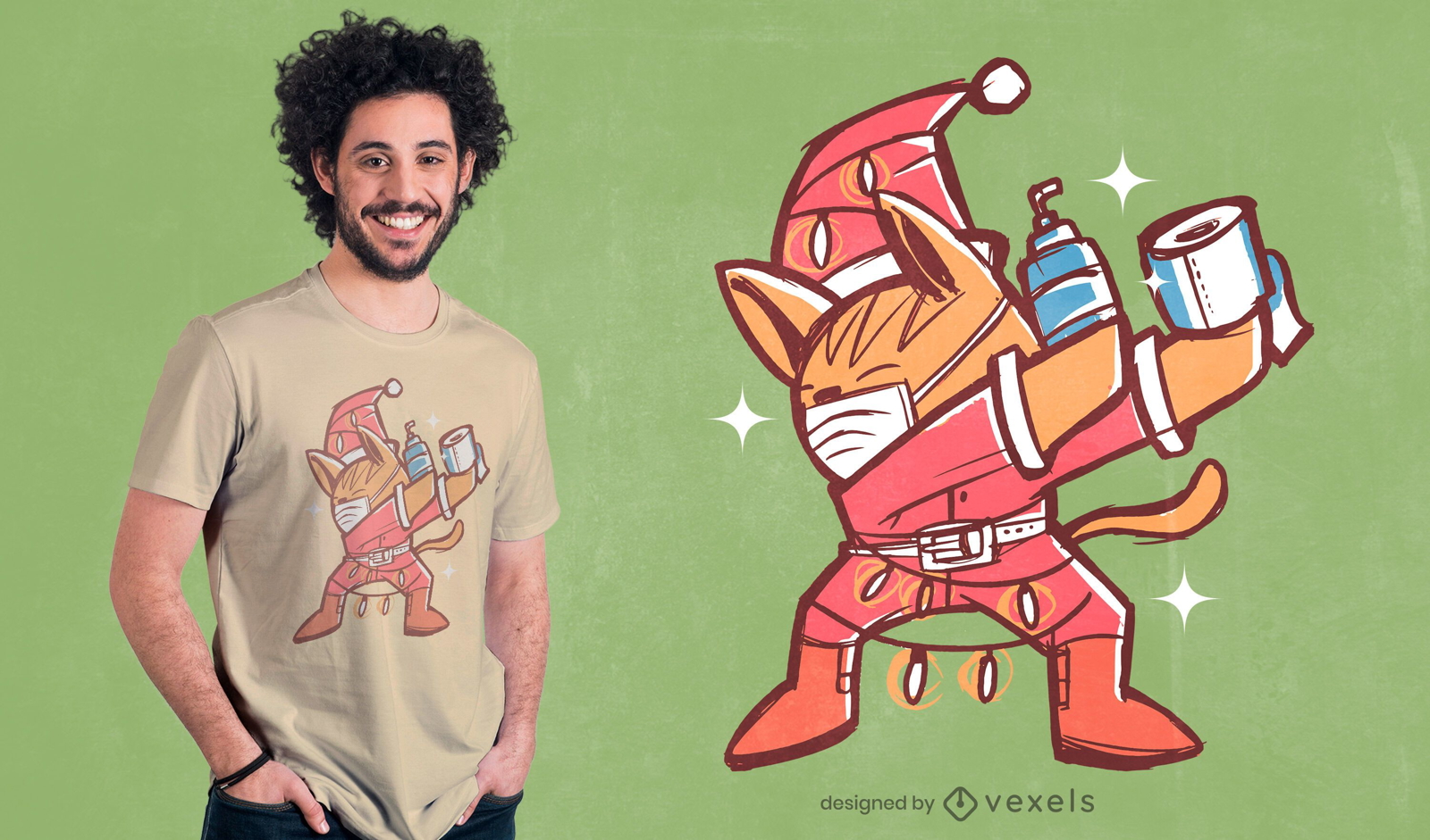 Dabbing christmas cat diseño de camiseta