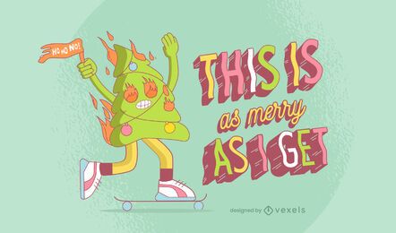 Christmas tree on fire illustration design
