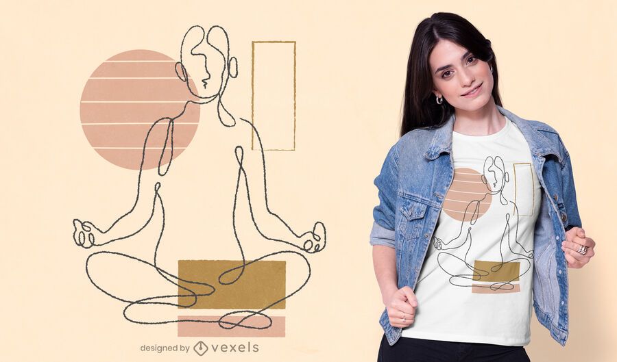 Diseño de camiseta de yoga de línea continua. Diseño de camiseta de yoga de línea continua.