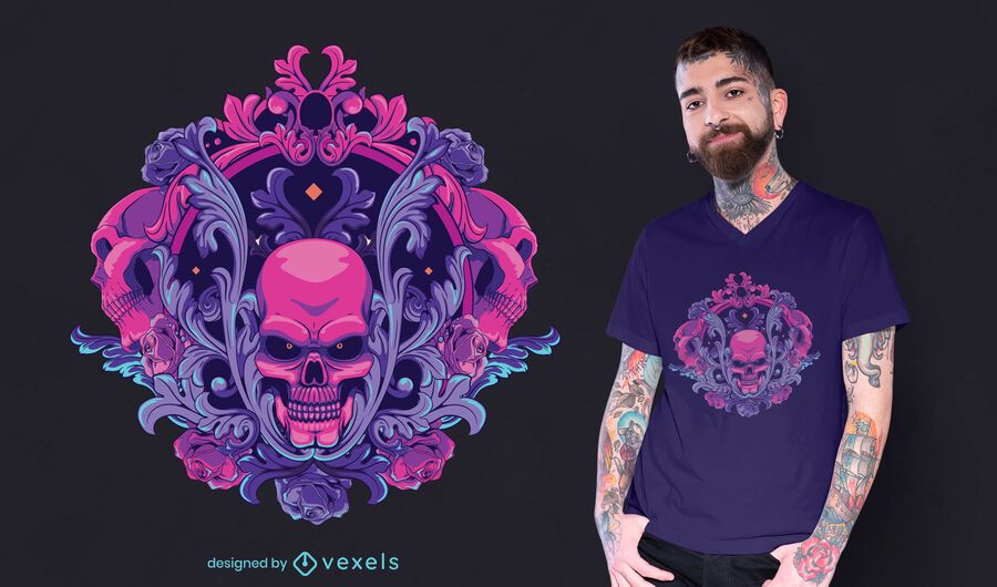 Ornamental skull t-shirt design Ornamental skull t-shirt design