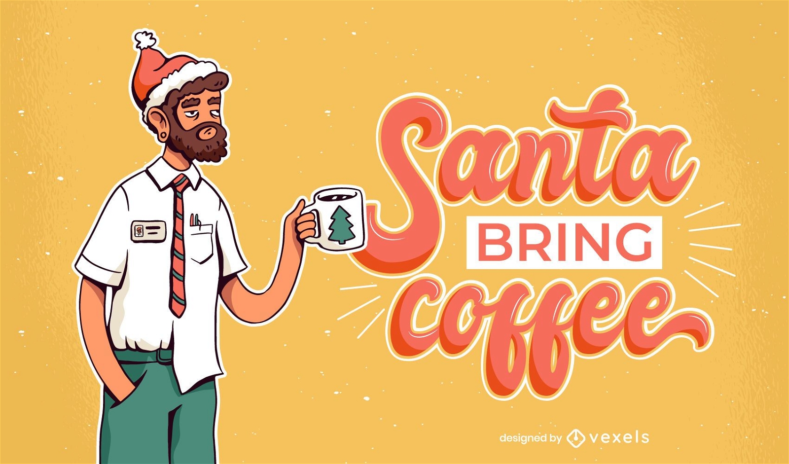Santa bringen Kaffee Illustration Design