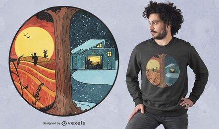 Summer winter country t-shirt design