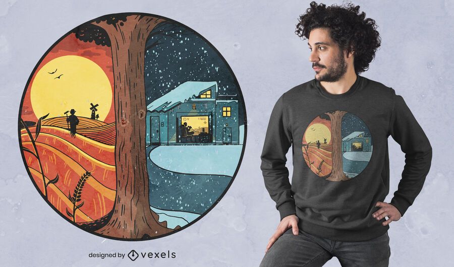 Diseño de camiseta de verano invierno país. Diseño de camiseta de verano invierno país.