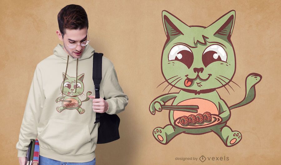 Cat sushi t-shirt design Cat sushi t-shirt design