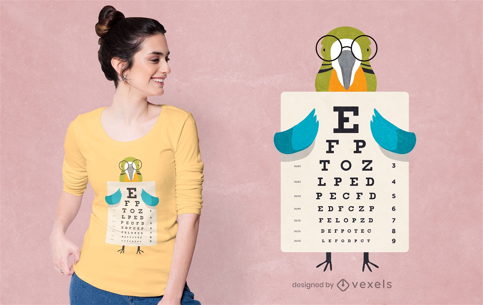 Design de t-shirt com gráfico de olhos de papagaio