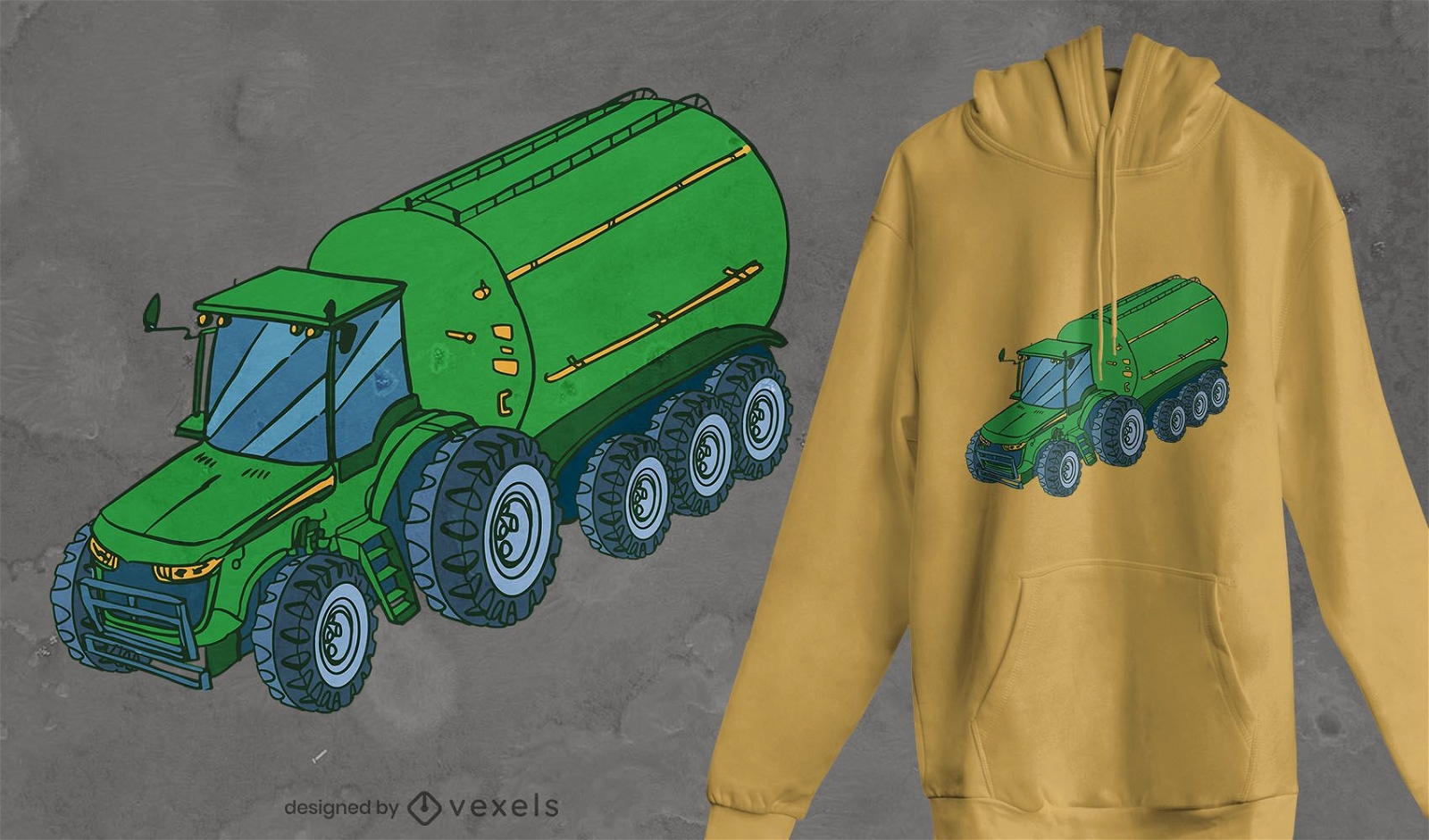 Tractor con diseño de camiseta de camión cisterna