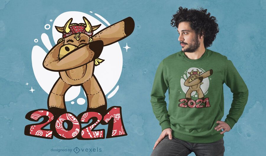 Design de camiseta do Boi dabbing 2021 Design de camiseta do Boi dabbing 2021
