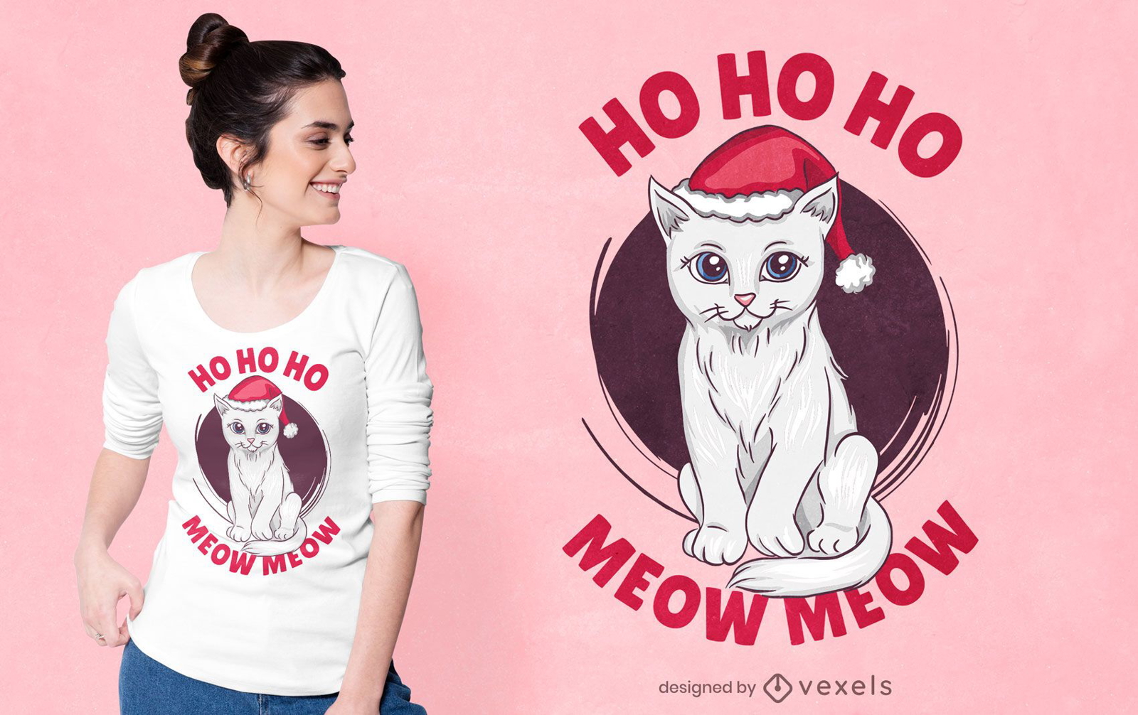 Lindo diseño de camiseta de gato de navidad