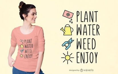 Design de t-shirt com passos de jardinagem