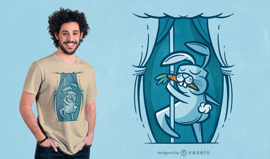 Diseño de camiseta de conejito de baile en barra. Diseño de camiseta de conejito de baile en barra.