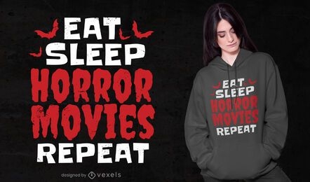 Design de camisetas de filmes de terror para dormir e dormir