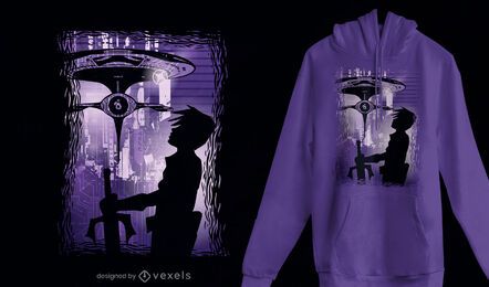 Design de camisetas de anime sci fi guy Design de camisetas de anime sci fi guy