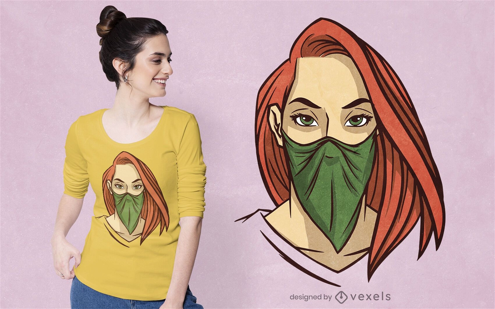 Woman with bandana t-shirt design