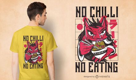 Design de camiseta oni comendo ramen Design de camiseta oni comendo ramen