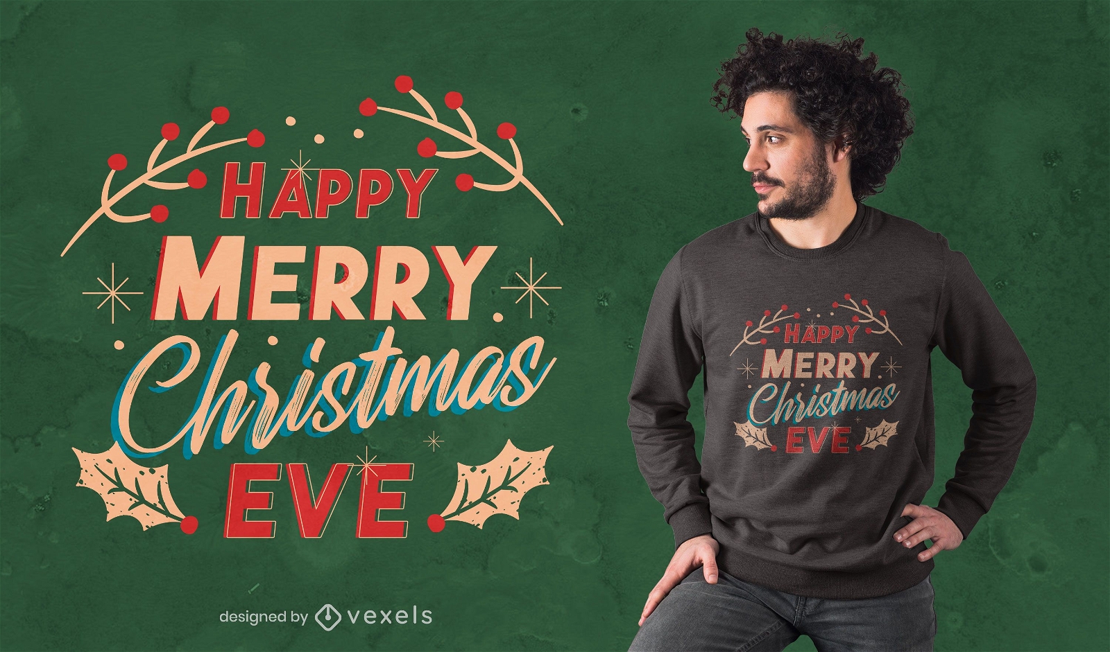 Frohe Weihnachten Abend T-Shirt Design