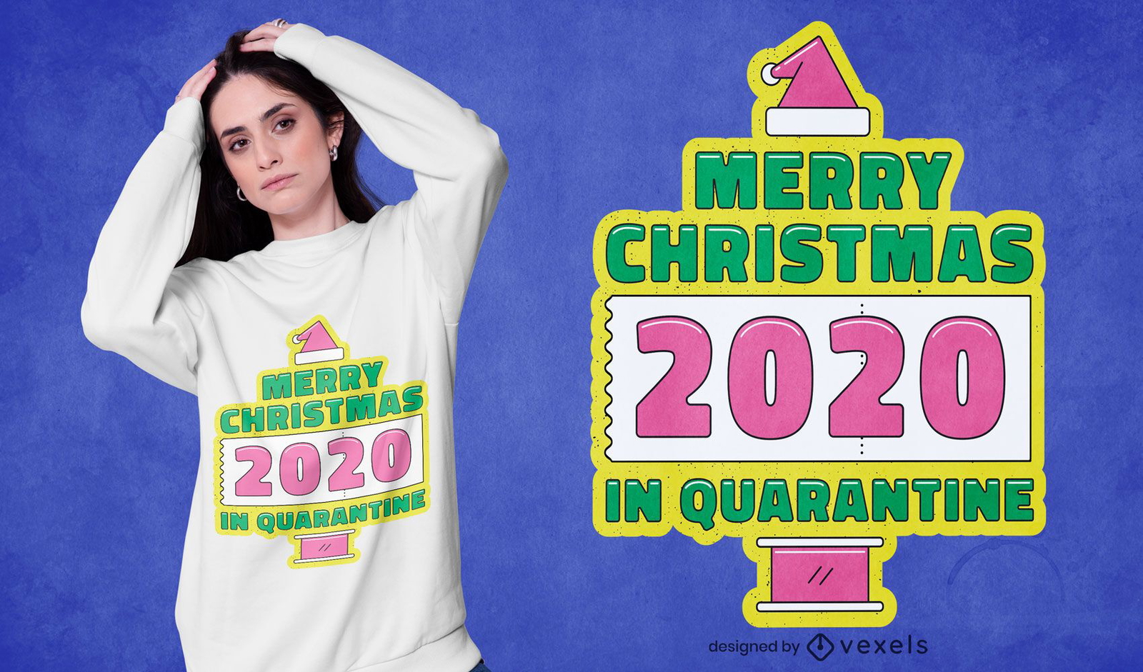 Christmas In Quarantine Tshirt Design Vector Download