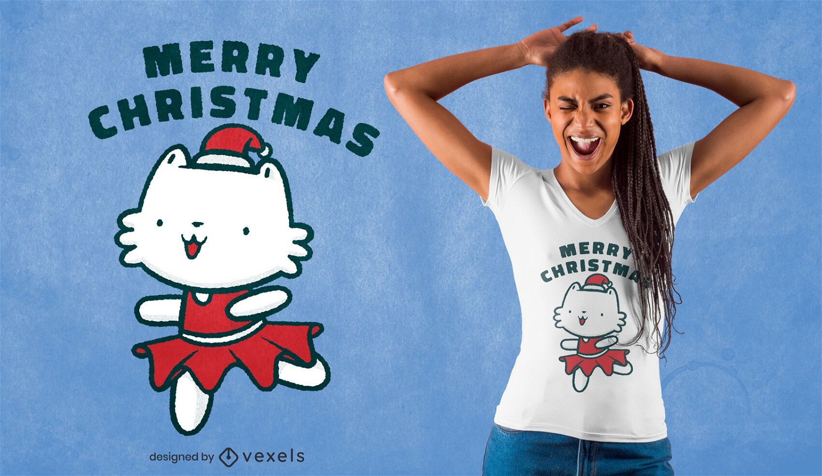 Design de t-shirt de gatinho de Natal