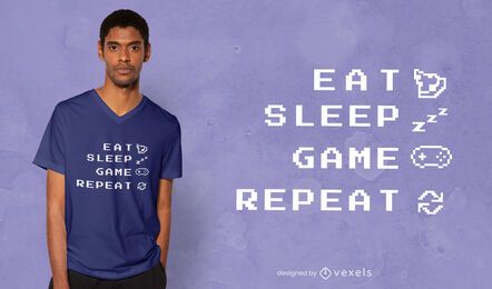 Essen Sie Schlafspiel-Zitat-T-Shirt-Design