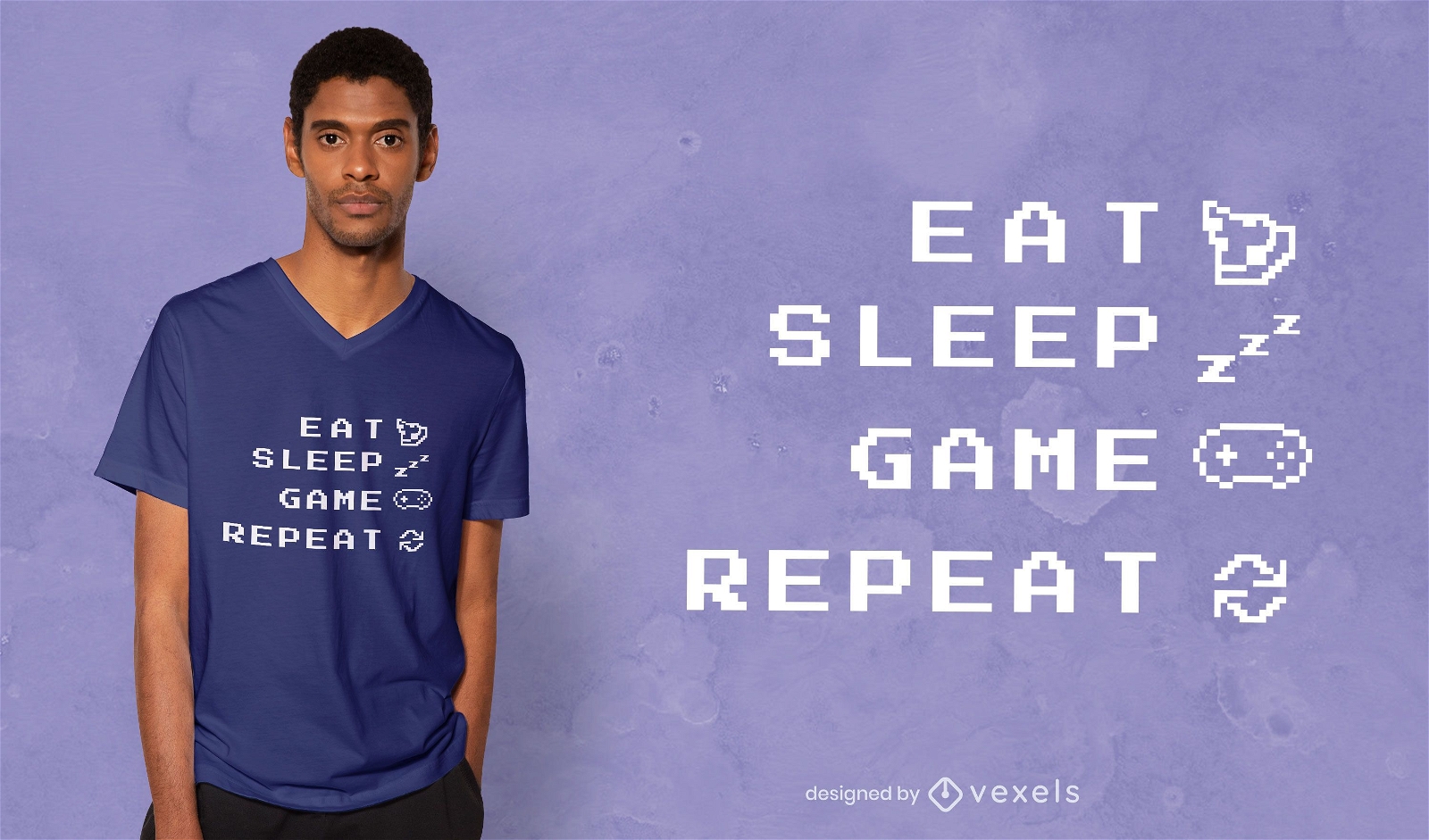 Diseño de camiseta de cita de juego Eat Sleep