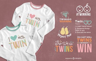 Design de camisetas com letras de gêmeos