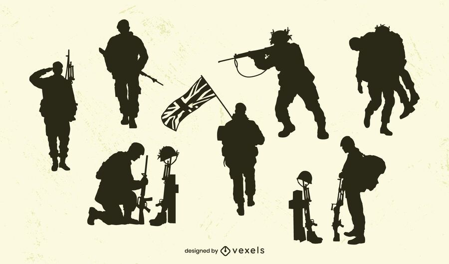 Conjunto de silueta del ejército del Reino Unido Conjunto de silueta del ejército del Reino Unido