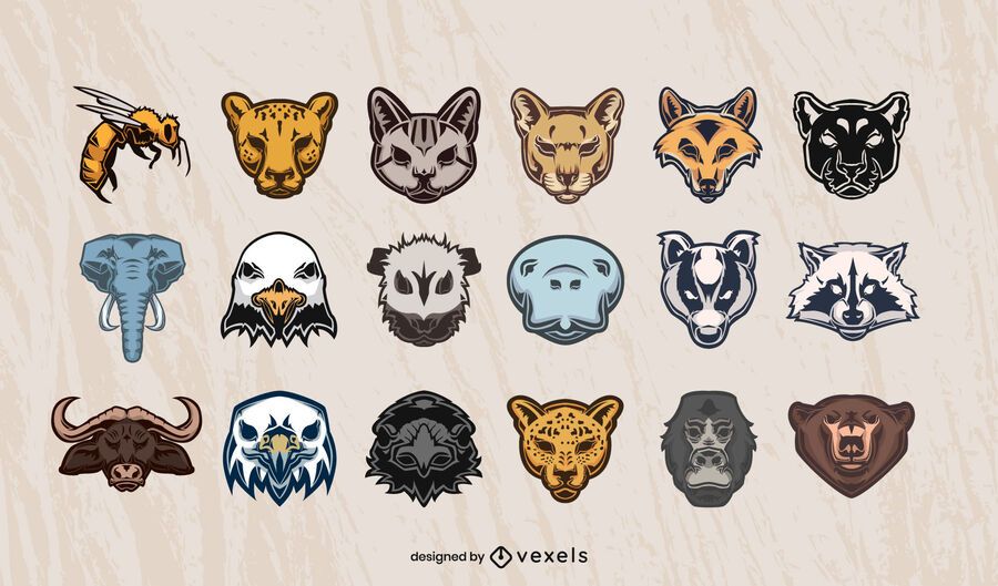 Animal's heads design set Animal's heads design set