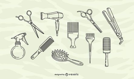 Hair salon stroke elements set Hair salon stroke elements set