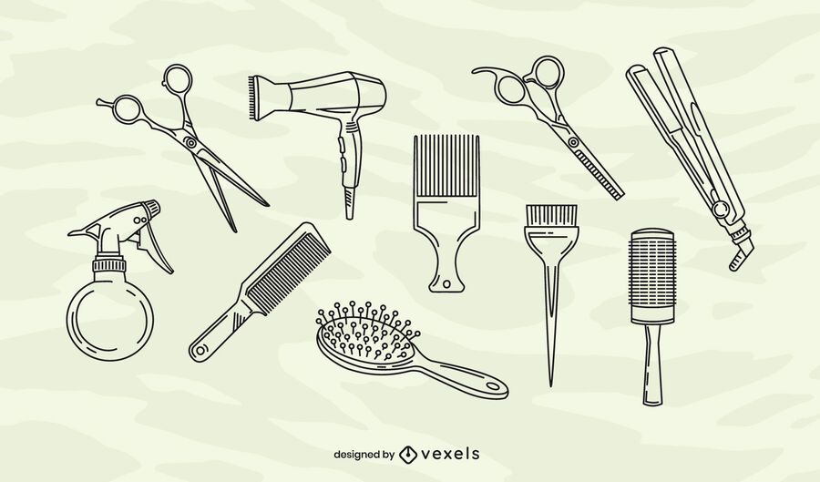 Hair salon stroke elements set Hair salon stroke elements set