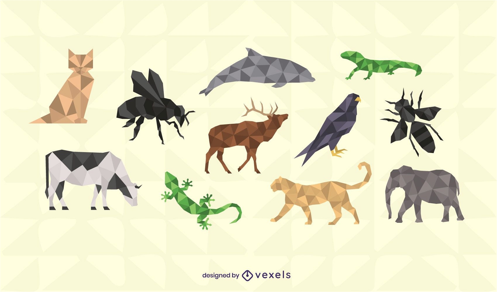 Polygonal animals design set