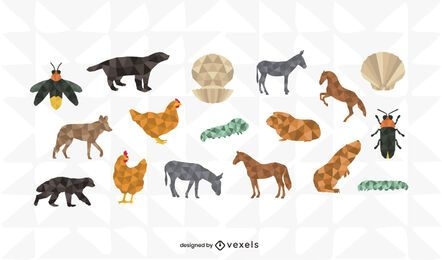 Conjunto de diseño animal poligonal