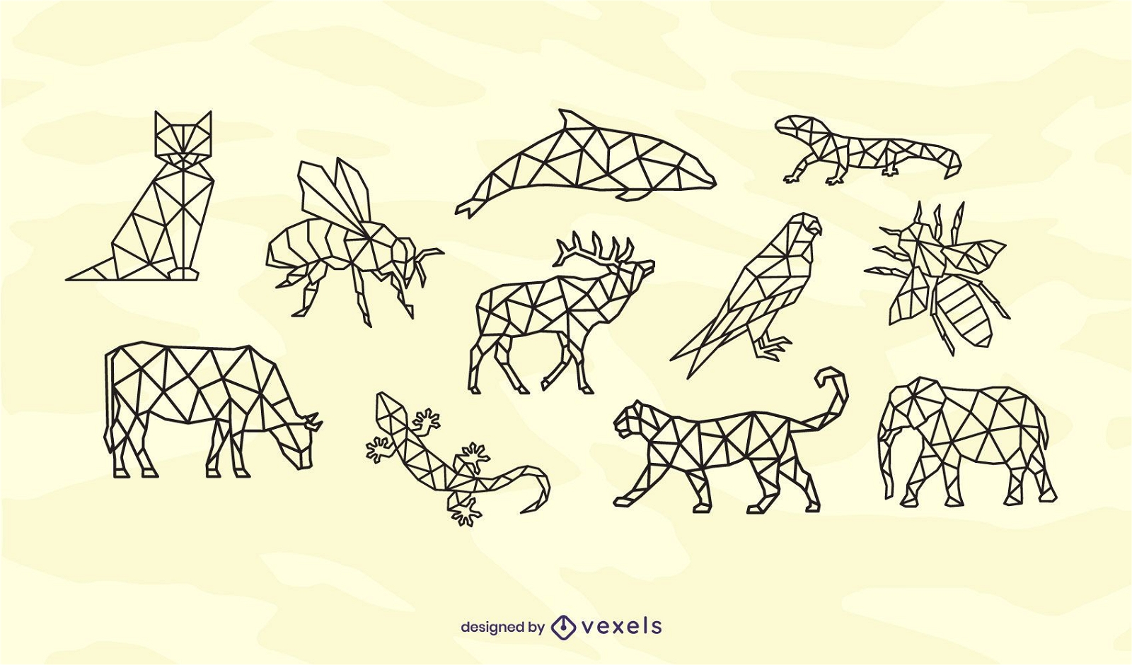 Polygonale Tiere Schlaganfall Design-Set