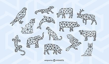 Animal polygonal stroke design set