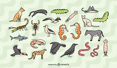 Flache Tiere packen Design Flache Tiere packen Design