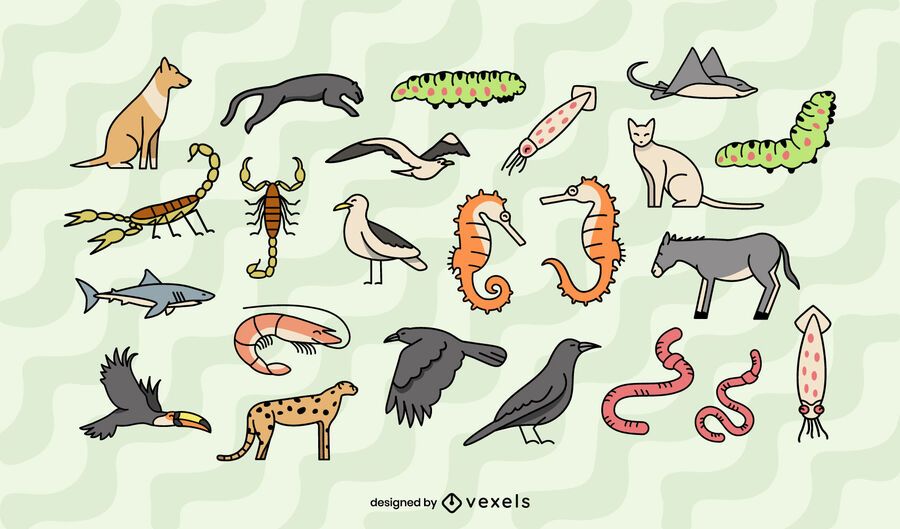 Flat animals pack design Flat animals pack design