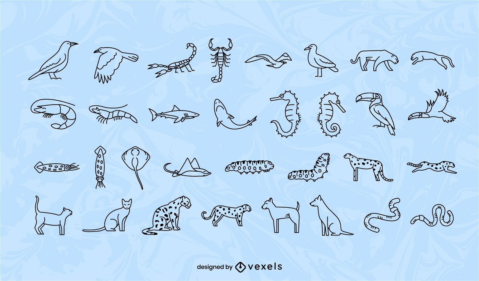 Desenho de coleção de traços de animais
