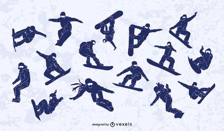 Snowboarder silhouette design set Snowboarder silhouette design set